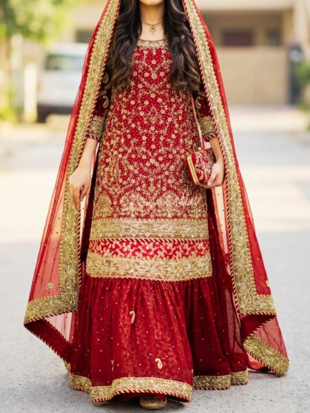 Luxurious Maroon Farshi Sharara
