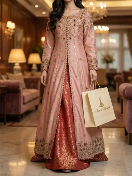 Tea Pink Bridal Maxi – Antique Elegance for Walima!