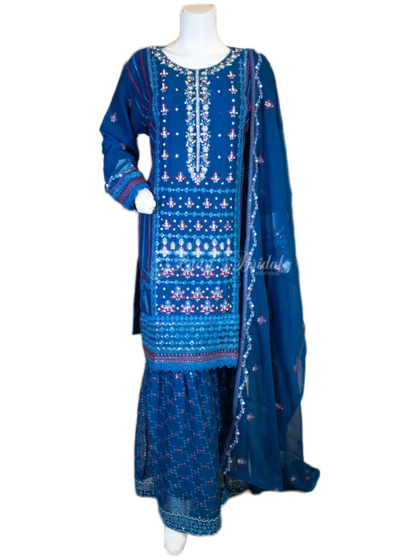 Blue Chiffon Garara Suit – Sparkle & Shine in Style!