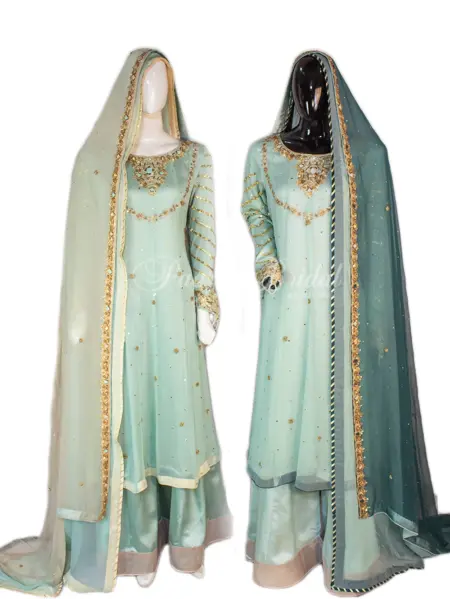 Pista Mehndi Mayo Outfit with Golden Dabka Glamour