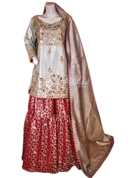 Silver Maroon Banarsi Garara for the Ultimate Glow