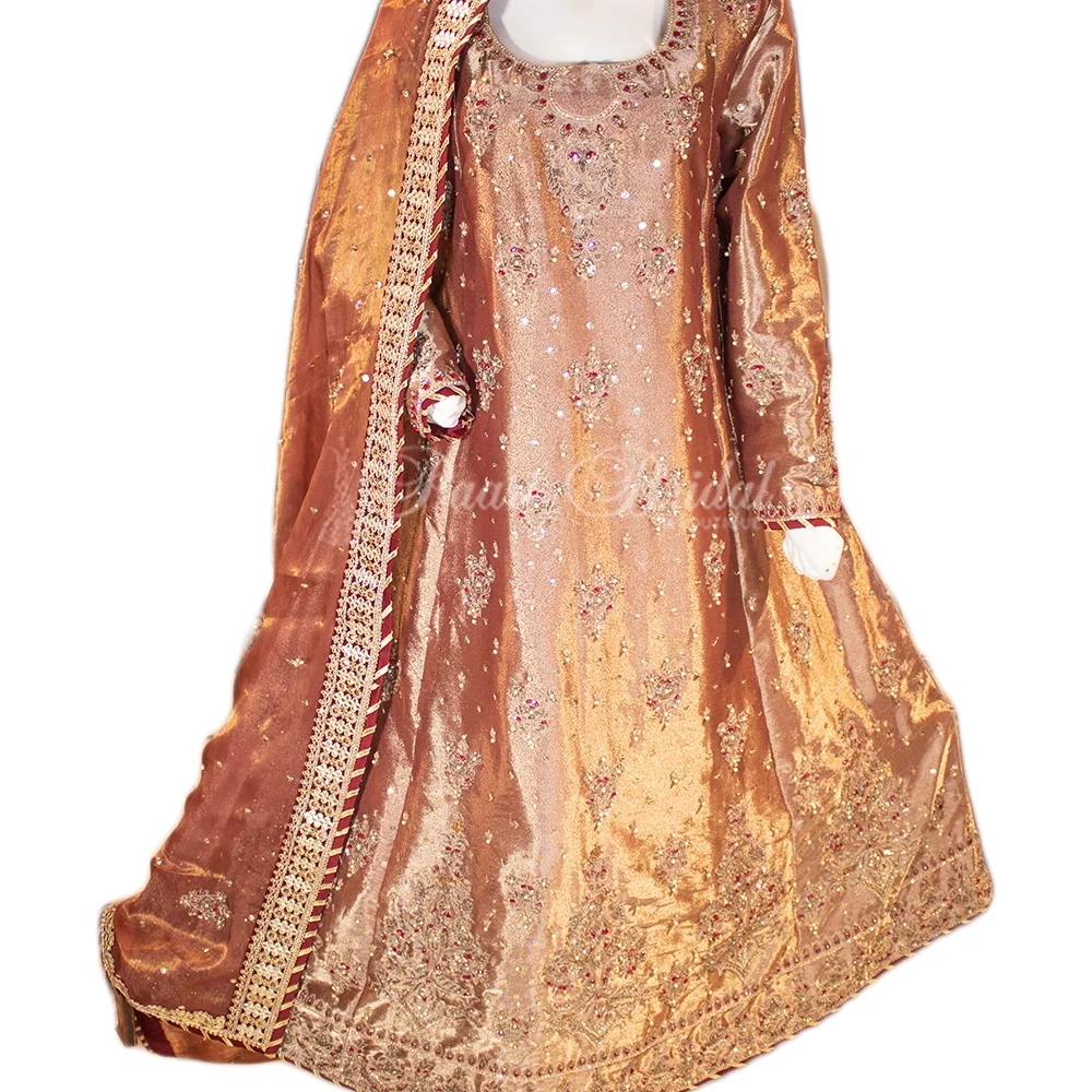 slim fit dress slacks Pretty Embellished Golden Maxi Dress Pakistani Wedding Online Large main image 1
