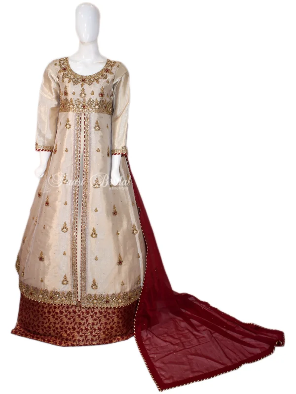 Golden Front Open Maxi with Stunning Antique Handwork