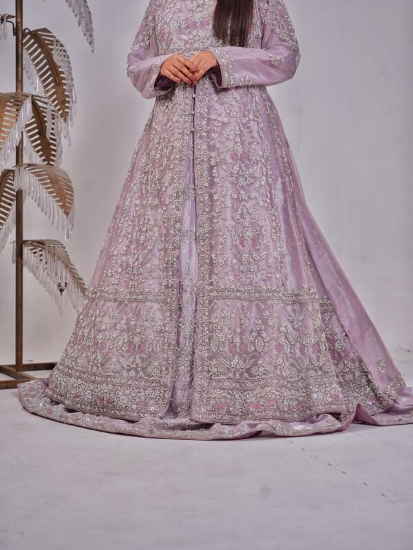 Walima Bridal Front Open Maxi – Lavender Majesty