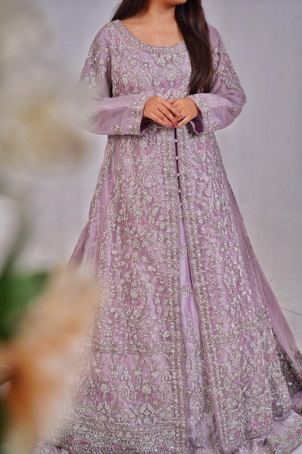 Walima Bridal Front Open Maxi – Lavender Majesty - Image 5