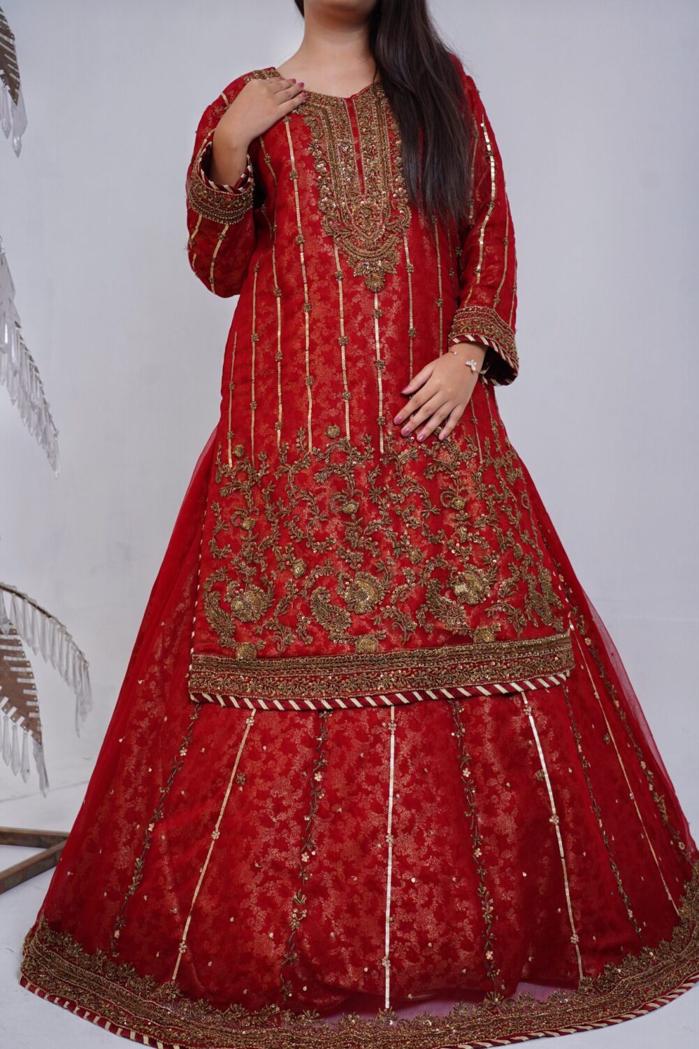 Barat Bridal Sharara – Maroon Majesty