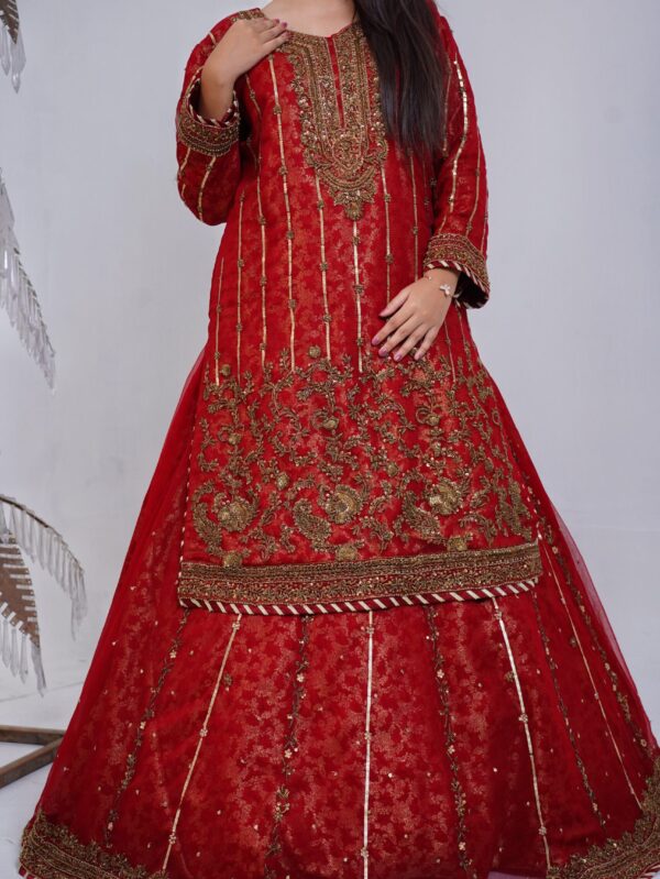 Barat Bridal Sharara – Maroon Majesty