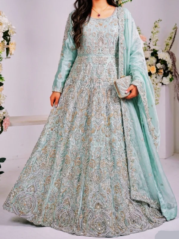 Mint Green Anarkali Maxi by Paari Bridal