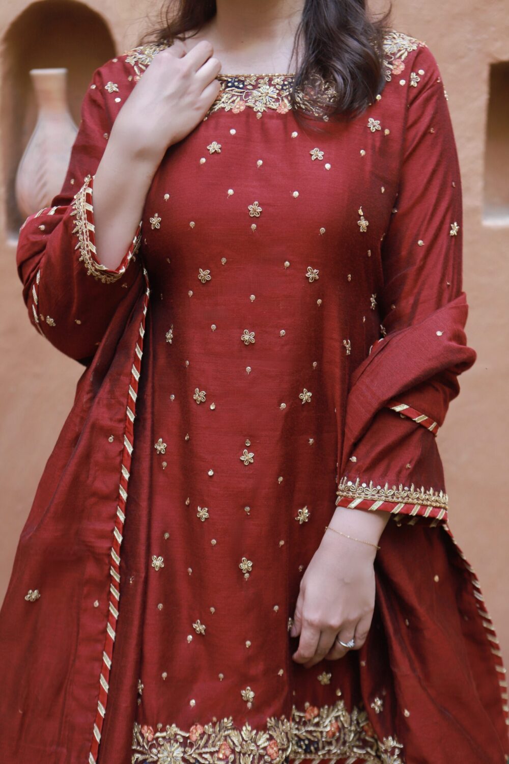 Maroon Elegance – Partywear Shirt Garara - Image 2