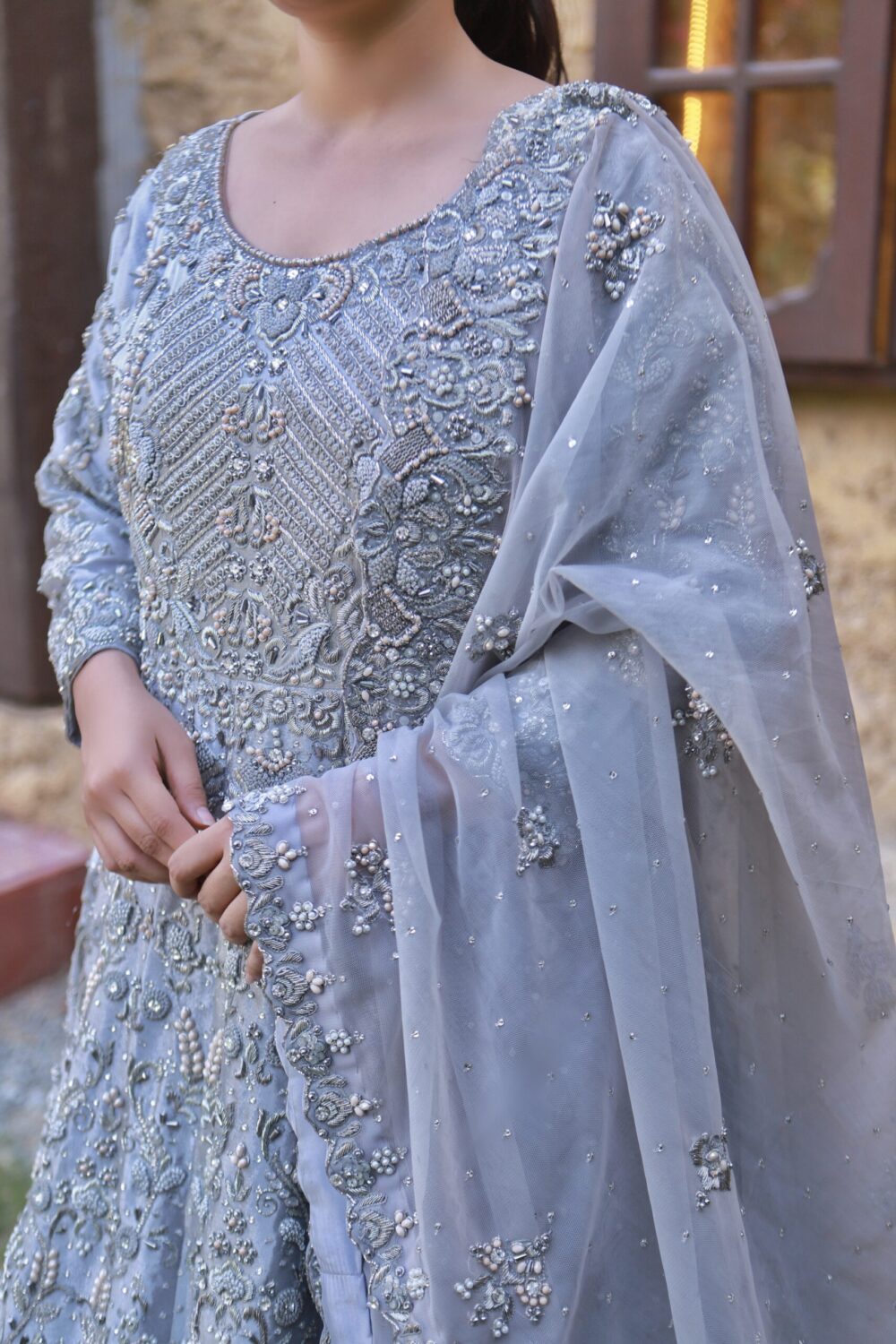 Walima Bridal Tail Maxi – Silver Grace - Image 2