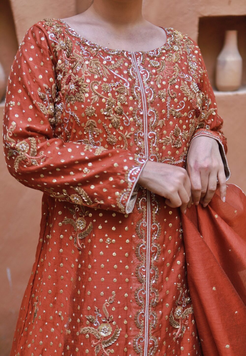 Rust Glamour – Partywear Front Open Maxi - Image 2