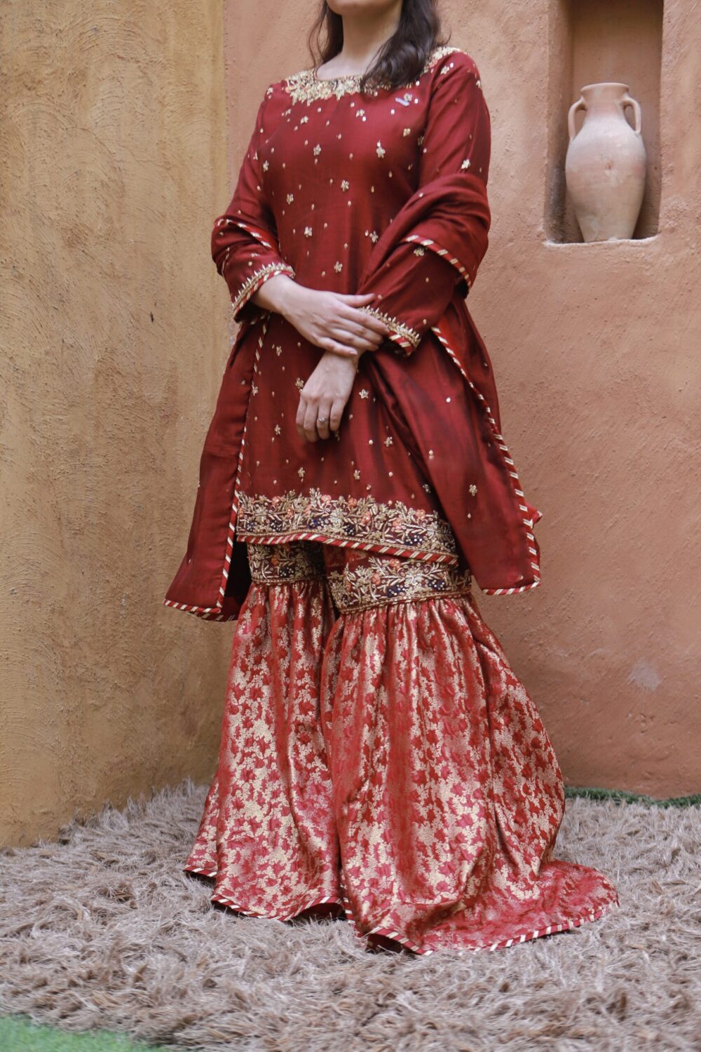 Maroon Elegance – Partywear Shirt Garara