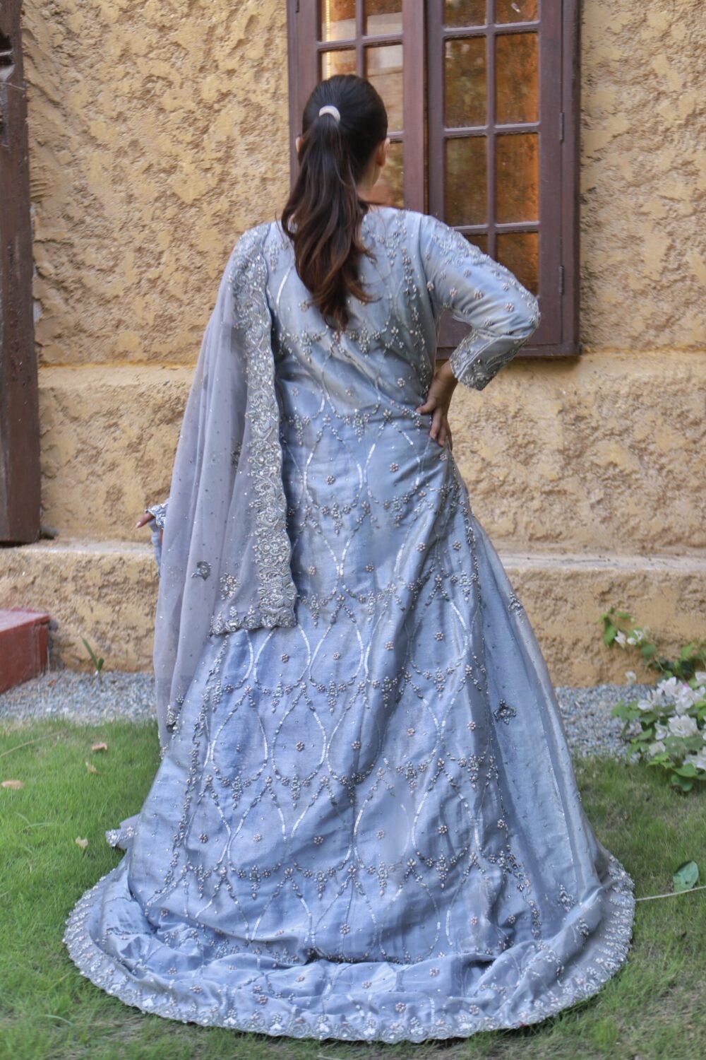 Walima Bridal Tail Maxi – Silver Grace - Image 3
