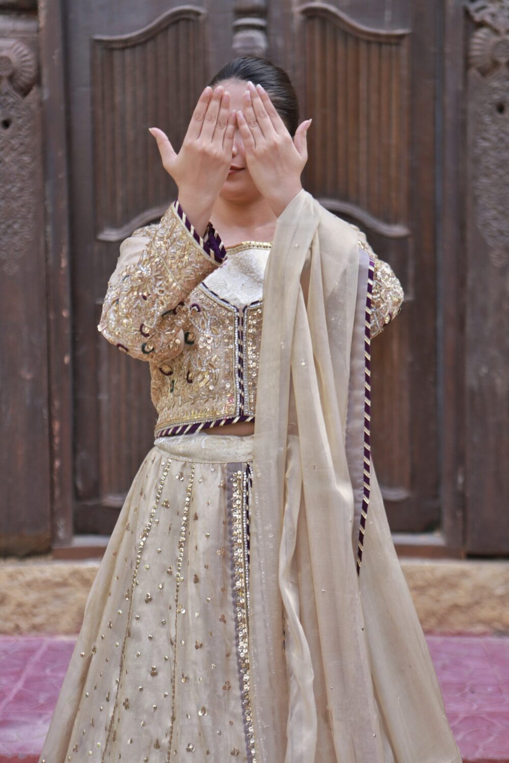 Golden Radiance – Engagement Choli Sharara - Image 3