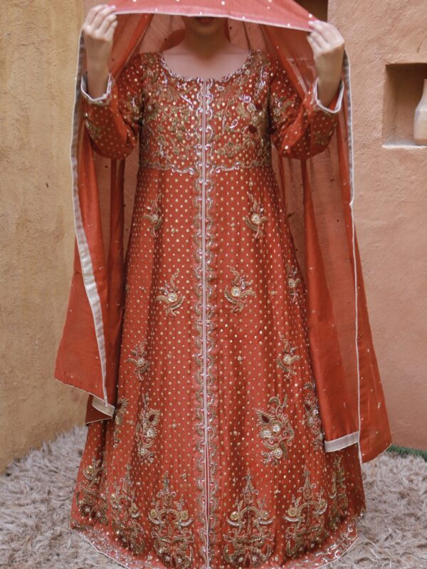Rust Glamour – Partywear Front Open Maxi