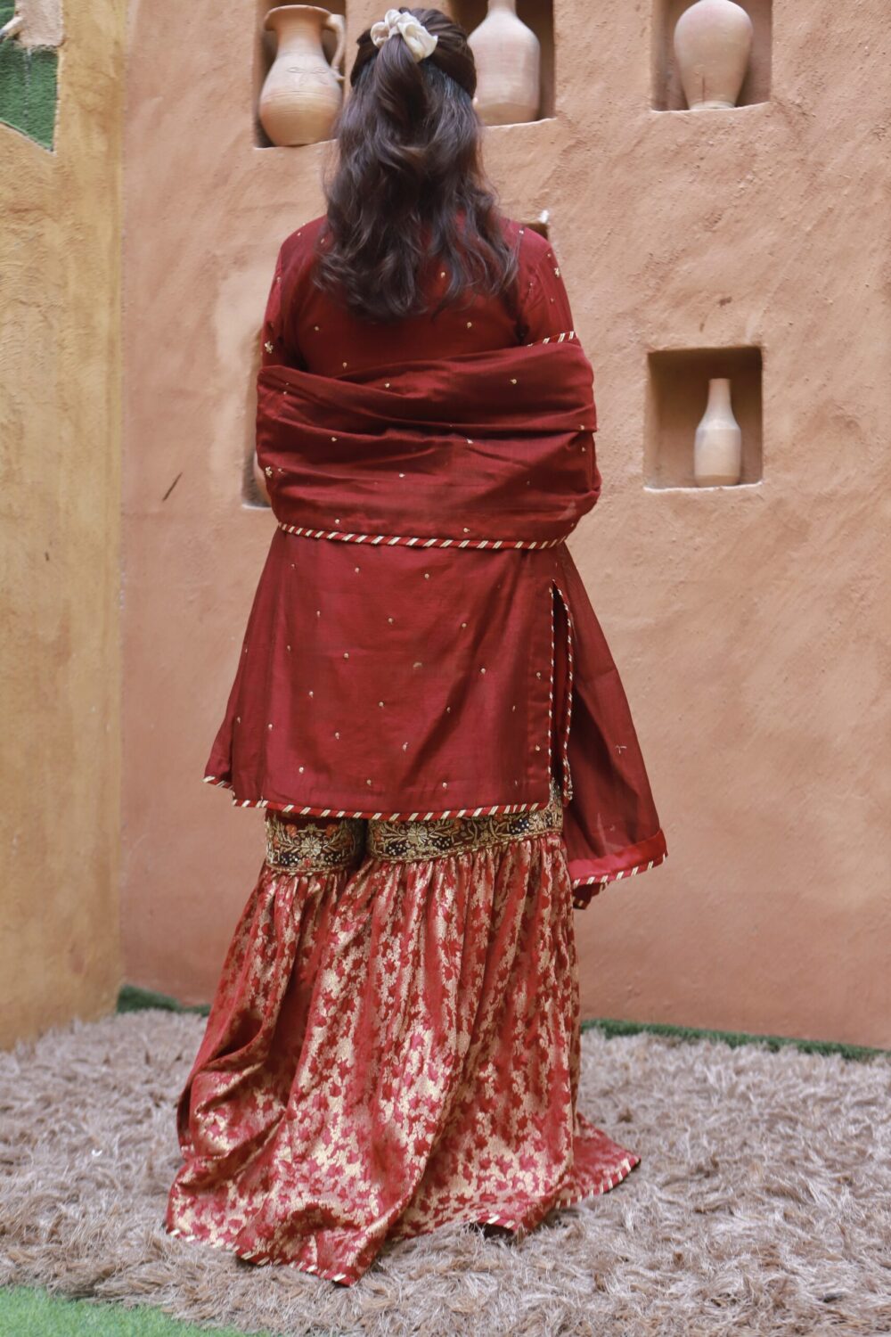 Maroon Elegance – Partywear Shirt Garara - Image 3