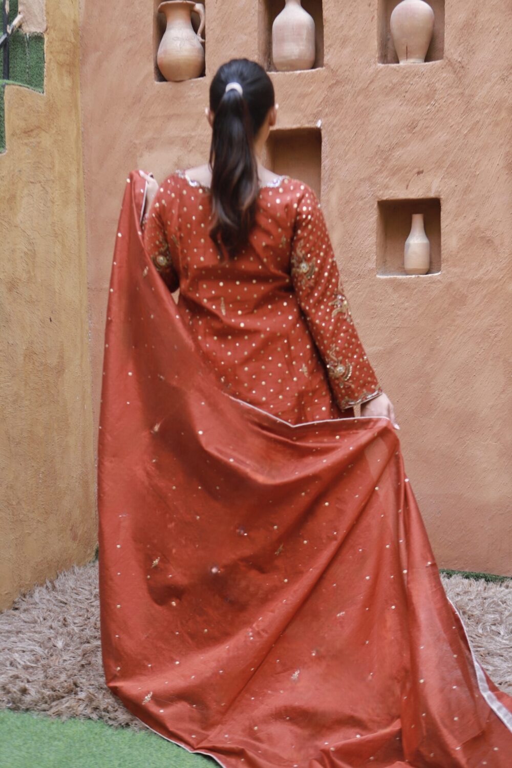 Rust Glamour – Partywear Front Open Maxi - Image 3