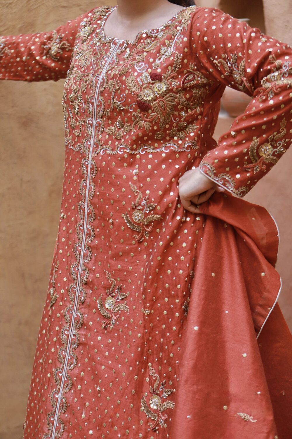 Rust Glamour – Partywear Front Open Maxi - Image 4