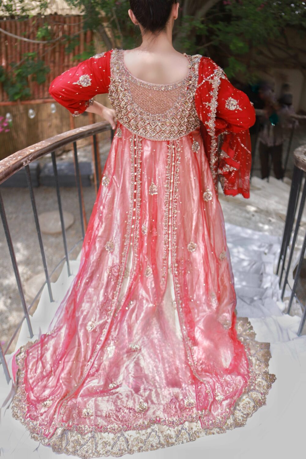 Barat/Walima Bridal Tail Maxi – Crimson Gold Majesty - Image 4