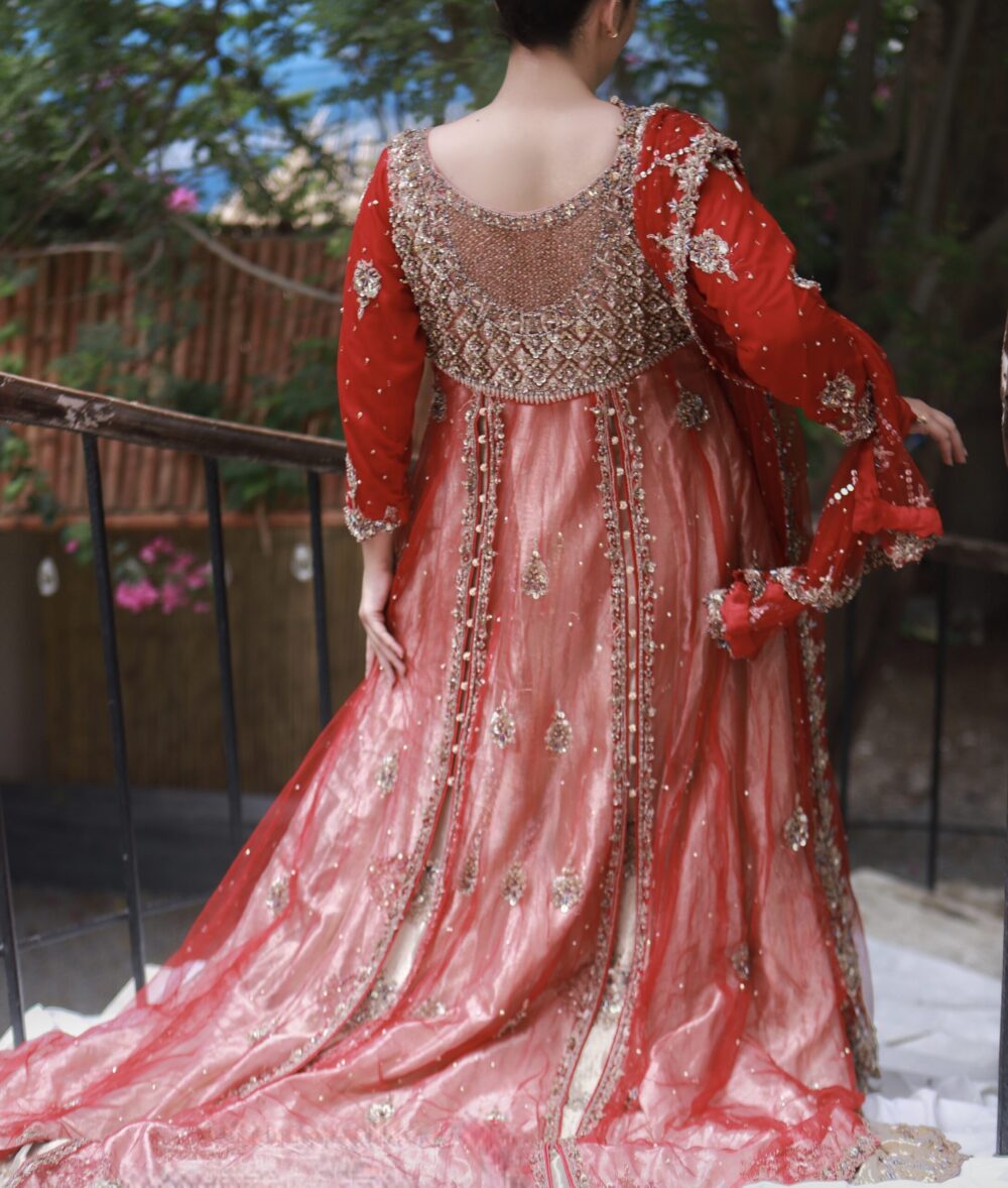 Barat/Walima Bridal Tail Maxi – Crimson Gold Majesty - Image 5