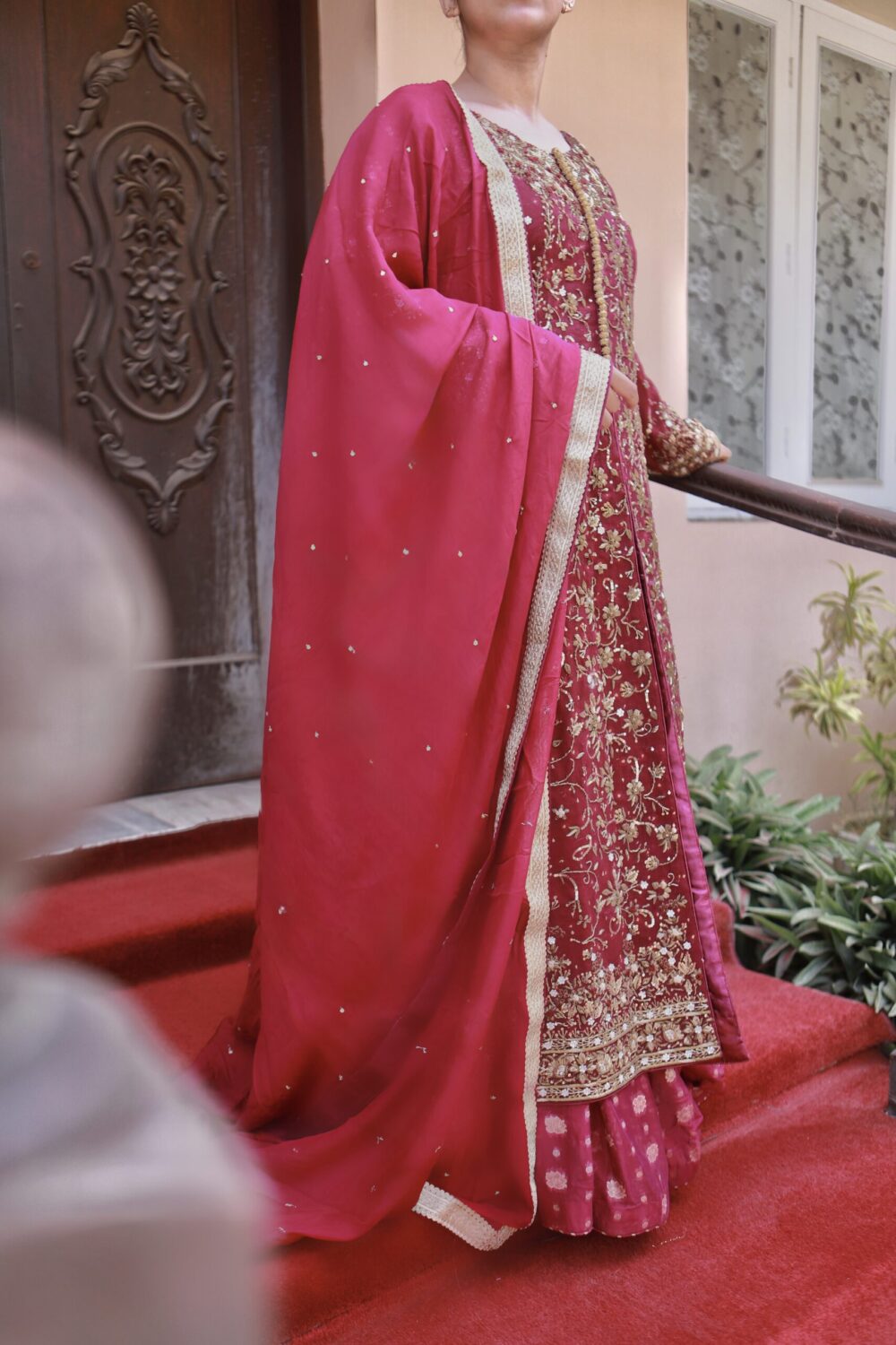 Partywear Front Open Maxi – Maroon Majesty - Image 3