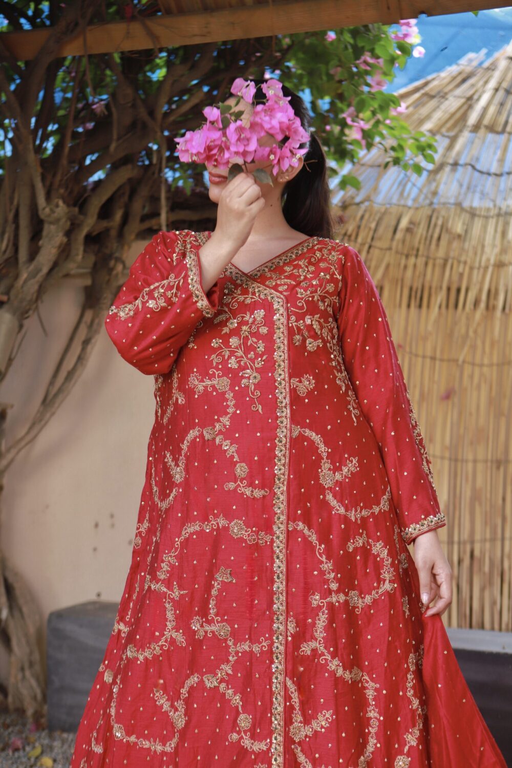 Magenta Charm – Partywear Angrakha Style Maxi - Image 4