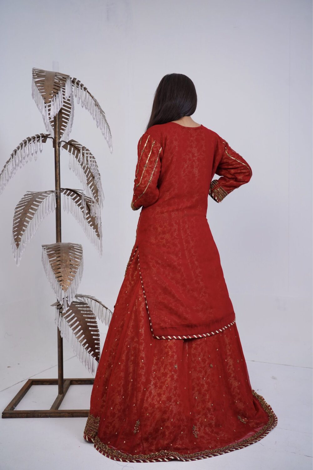 Barat Bridal Sharara – Maroon Majesty - Image 5